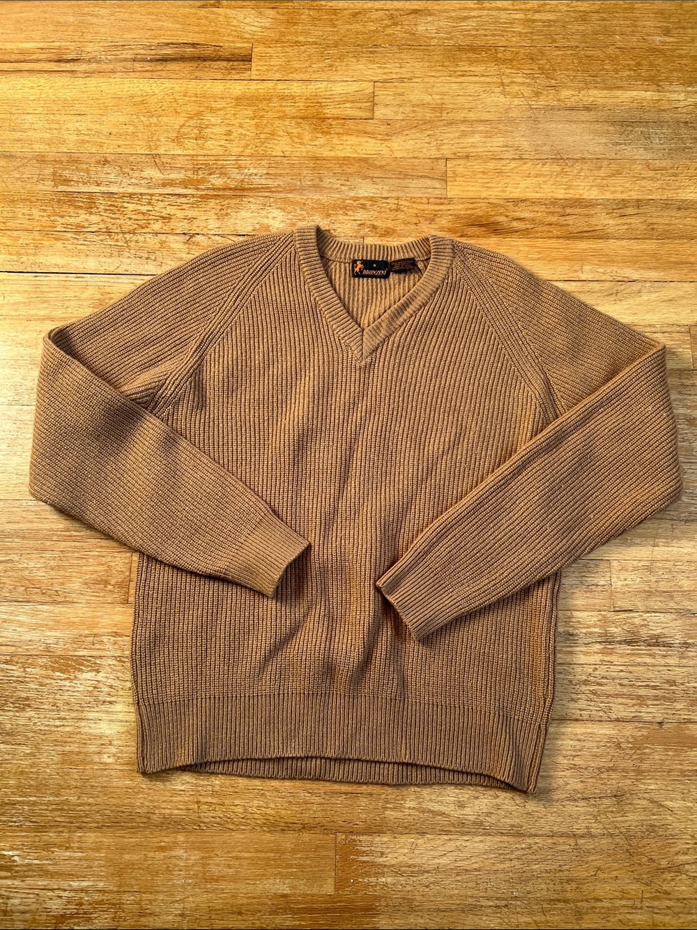 Vintage Bronzini Merino Wool Blend Grandpa Sweater V Neck size medium